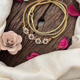 Vriksham Golden Blossom Chain for Women Moggapu Gold Chain-White Red-G19586